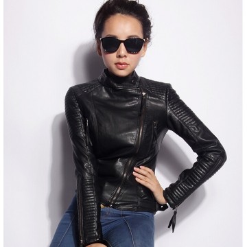 2017 Hot Sale Spring Autumn Fashion Brand Women Faux Leather Jacket Zipper Motorcycle Leather Coat Slim Short Design PU Jacket32425000257