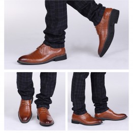 2017 New High Quality Genuine Leather Men Shoes Brogues, Lace-Up Bullock Business Men Oxfords Shoes Men Dress Shoes Flats