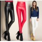 2017 Thicken Winter PU Leather women pants high waist elastic fleece stretch Slim woman pencil pants candy colors free shipping32575976192