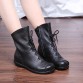 2017 Vintage Style Genuine Leather Women Boots Flat Booties Soft Cowhide Women&#39;s Shoes Front Zip Ankle Boots zapatos mujer32713785088