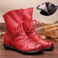 2017 Vintage Style Genuine Leather Women Boots Flat Booties Soft Cowhide Women's Shoes Front Zip Ankle Boots zapatos mujer