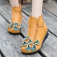 2017 Winter New fashion women genuine leather shoes height increasing shoes flats ankle boots national style short boots