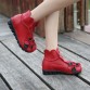 2017 Winter New fashion women genuine leather shoes height increasing shoes flats ankle boots national style short boots