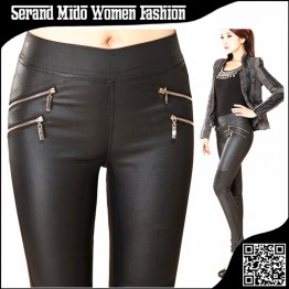 Casual women leather pants Mid elastic waist skinny pencil pants women's clothing pants&capris calca feminina pantalones mujer