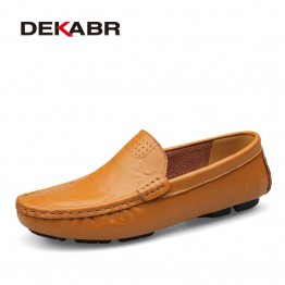 DEKABR Big Size 36~50 High Quality Genuine Leather Men Shoes Soft Moccasins Loafers Fashion Brand Men Flats Comfy Driving Shoes