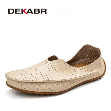 DEKABR Hollow Out Breathable New 2017 Summer Split Leather High Quality Fashion Casual Shoes Men Lovers Couple Flat Loafer Shoes32368995035