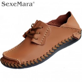 Genuine Leather Men Shoes Spring Casual Shoes 2016 Summer Leather Shoes Breathable Flat Shoe Lace up Outdoor Oxfords Wholesale