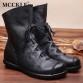 MCCKLE 2017 Women fashion Vintage Genuine Leather Boots Spring Autumn New Fashion Platform Ankle Boots Casual Cowboy Boots Shoes