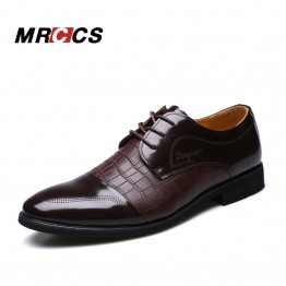 MRCCS Crocodile Pattern Leather Men's Wedding Shoes,For Business Dress Formal Wear,Luxury Style Male Brand Shoes Spring/Winter