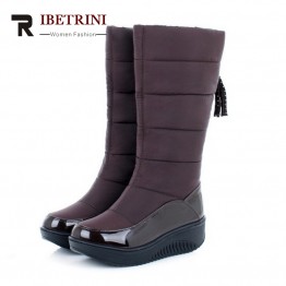 RIBETRINI New Arrival Women Snow Boots Keep Warm Fur Shoes Thick Platform Shoes Casual Slip On Soft Autumn Winter Boots