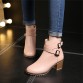size 34-43 New Autumn and winter women Leather shoes vintage Europe star fashion Square high heels Ankle boots zipper Snow boots32671674819